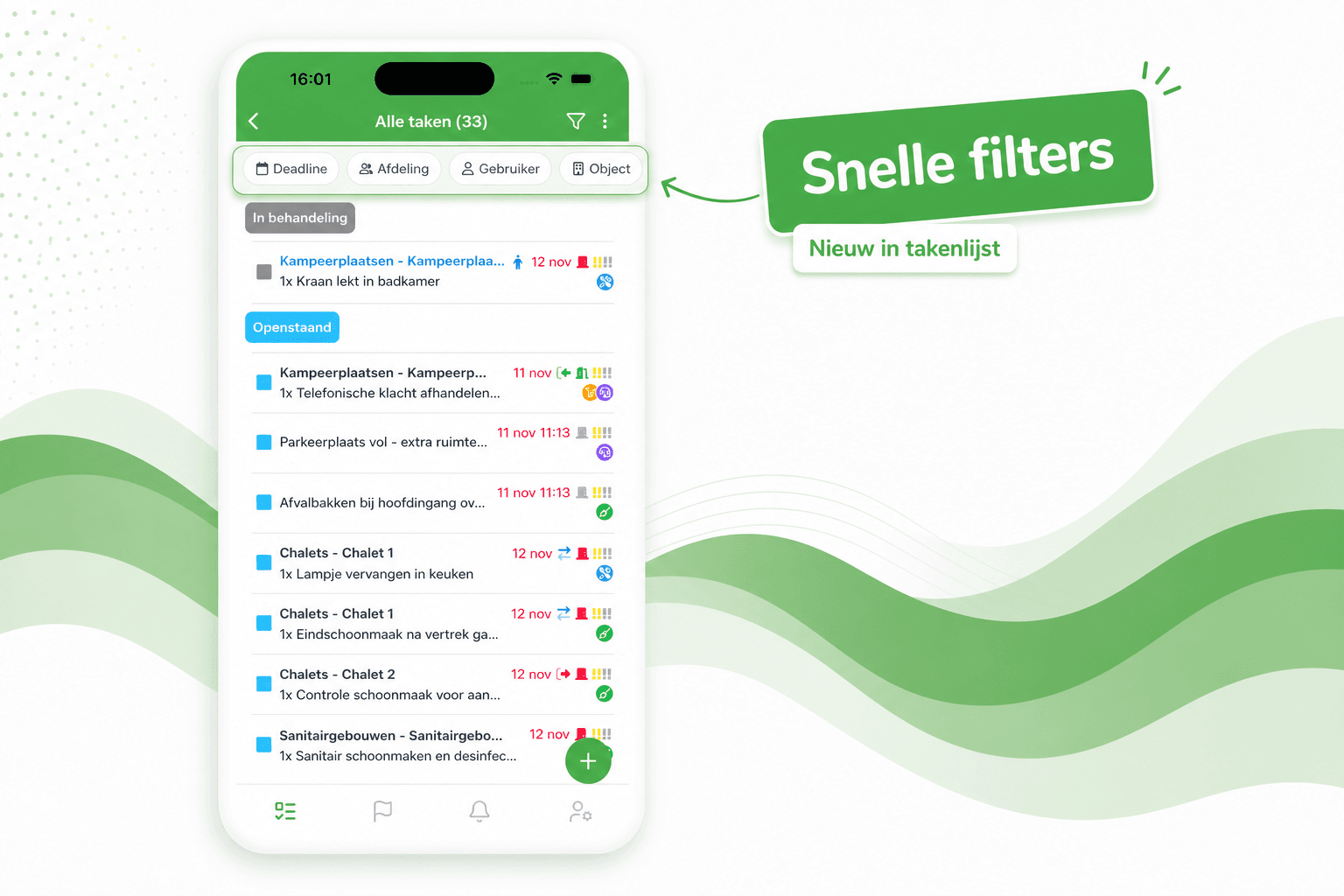 Snelle filters in de takenlijst