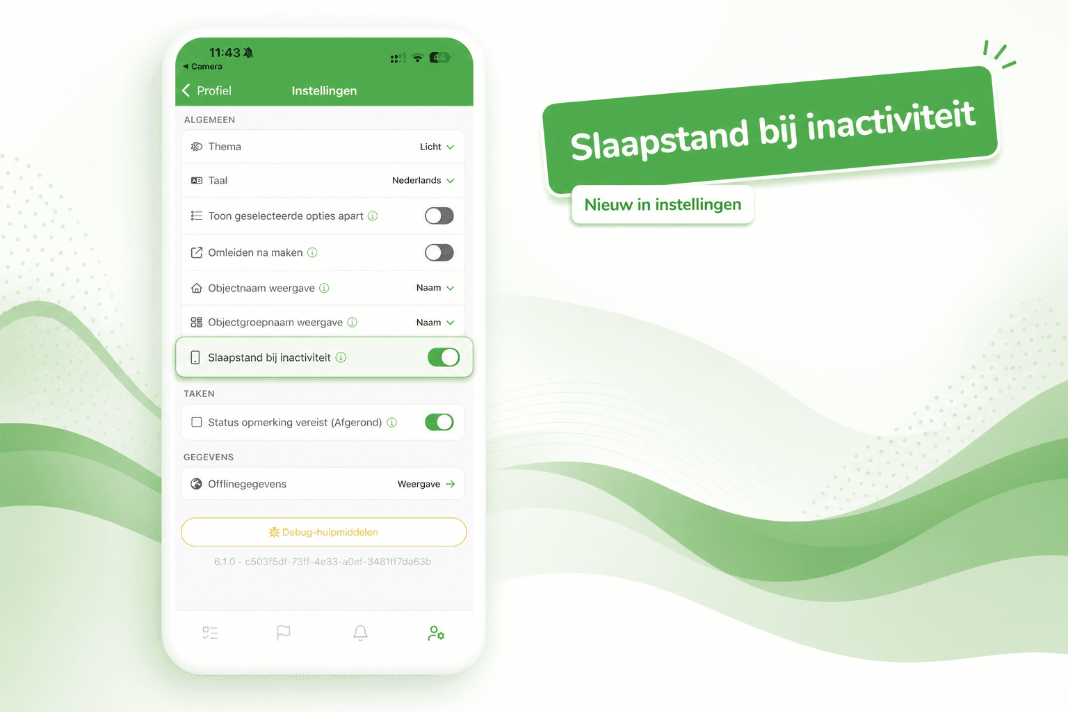 Slaapstand bij inactiviteit